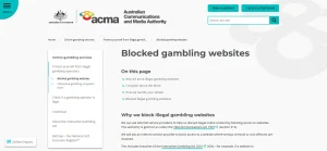 ACMA blocked gambling websites record for Lucky Block