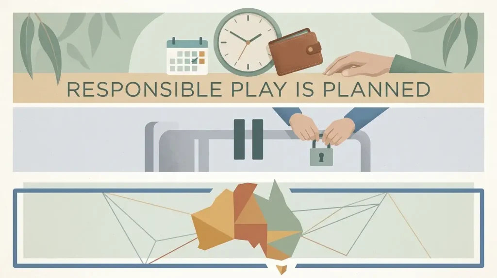 Conceptual illustration separating personal gambling limits, operator self-exclusion and Australian safeguards