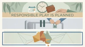 Conceptual illustration separating personal gambling limits, operator self-exclusion and Australian safeguards