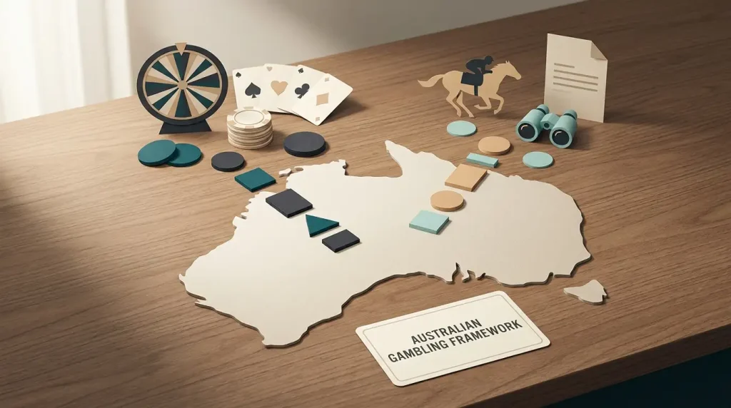 Editorial illustration of Australian online gambling rules